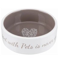   Trixie Pet's Home Ceramic Bowl - kerámia tál (mintás, fehér/tópszín) kutyák részére (0,3l/Ř12cm)