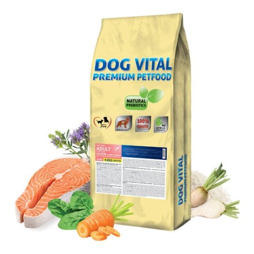 Dog Vital Hipoallergén Adult Mini Lazac, Sárgarépa és Spenót 12+2kg grátisz