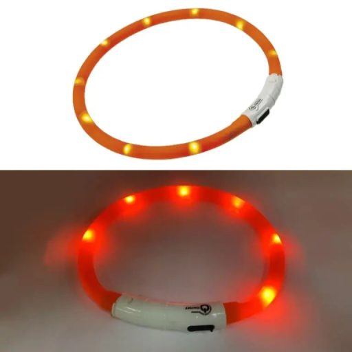 LED vágható világítós nyakörv piros - 70 cm
