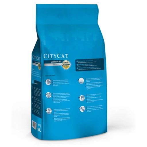 Macskaalom Citycat Csomósodó Fehér Bentonit Active Carbon 10l